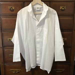 Planet by Lauren G Oversized White Button Up Shirt